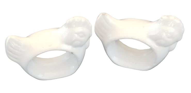 2 ceramic chicken napkin holders - The Creative Shed - Farmhouse-style ceramic napkin holders shaped like chickens