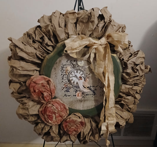 Brown paper bag wreath