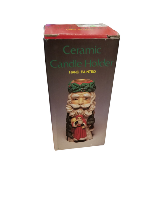 Ceramic Santa tapered candle holder