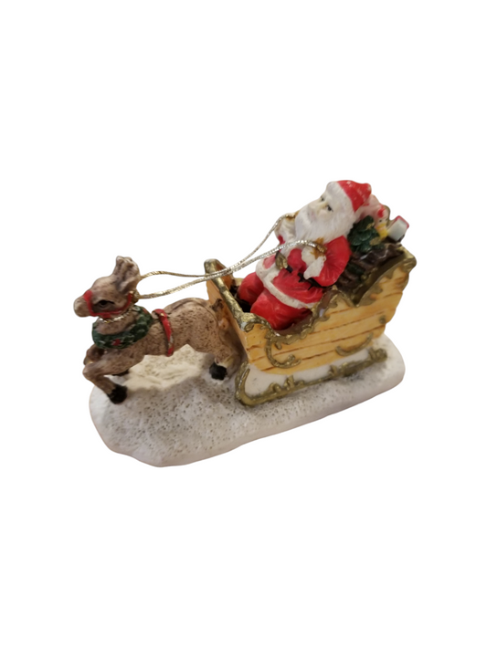 Ceramic Christmas Village Santa and sleigh