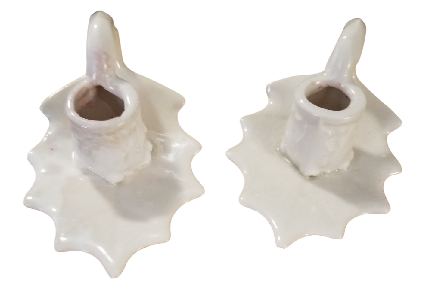 Vintage holly leaf candle holders