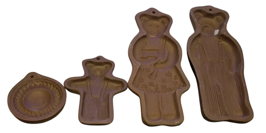 Terra Cotta Cookie Mold/4pc Bear Family