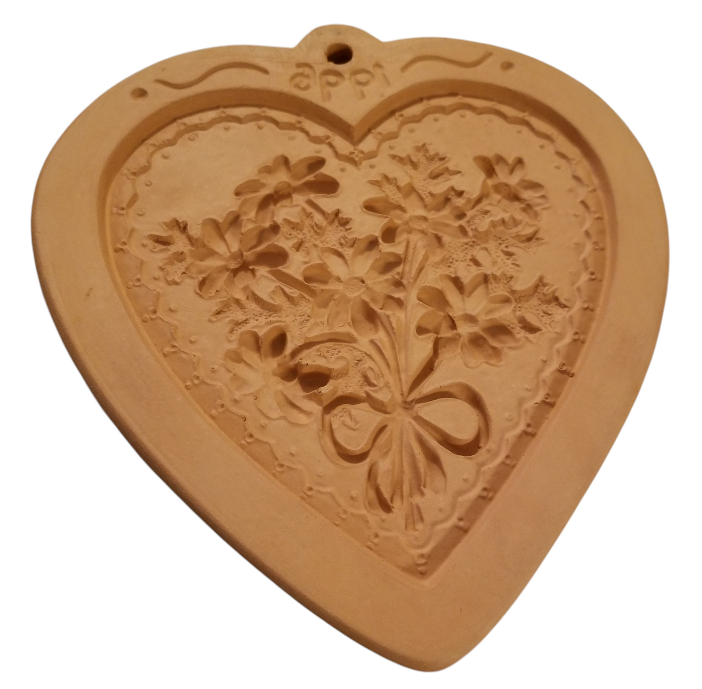 Terra Cotta Cookie Mold/ Heart with flowers