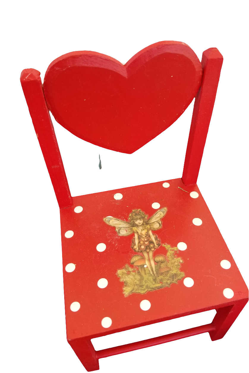 Small red doll chair.