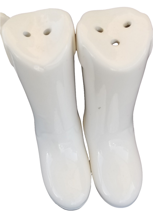 White boot Salt & Pepper shakers