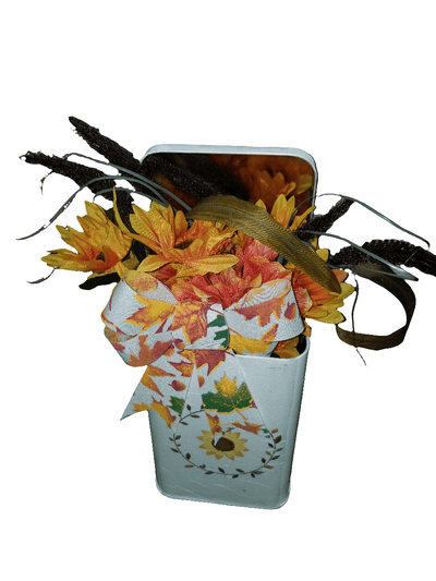 Cracker tin centerpiece - The Creative Shed - Hand-painted cracker tin centerpiece - 