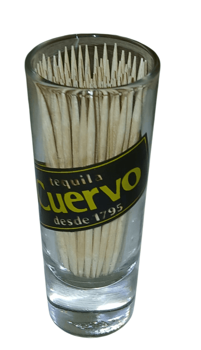 Cuervo glass shotglass with toothpicks - The Creative Shed - The Creative Shed - Cuervo glass shotglass with toothpicks - 