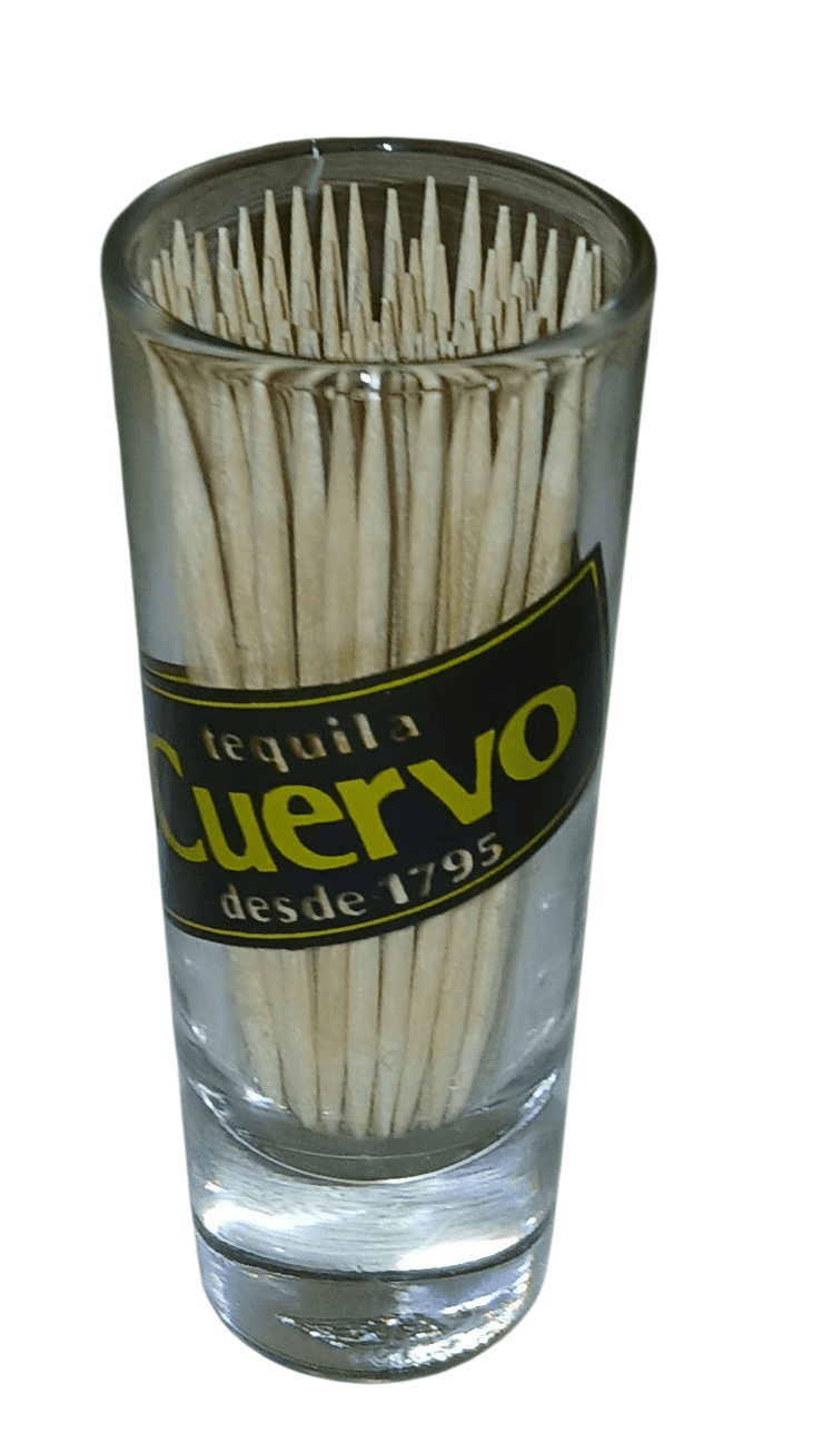 Cuervo glass shotglass with toothpicks - The Creative Shed - The Creative Shed - Cuervo glass shotglass with toothpicks - 