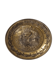 Embossed Brass ship wall decor - The Creative Shed - Decor - The Creative Shed - Decorative brass plate with ship design on a white background - 