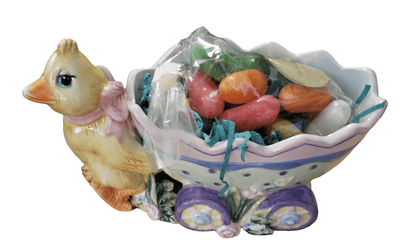 Fitz and Floyd Chick with wagon. - The Creative Shed - Fitz and Floyd Chick with Wagon ceramic figurine - 