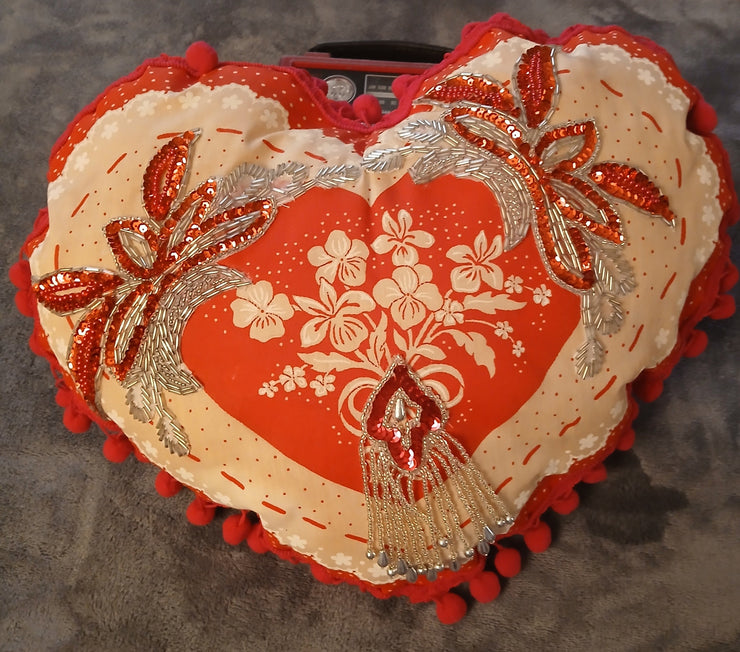 Heart pillow - The Creative Shed - Handmade heart pillow decorated with bow - 