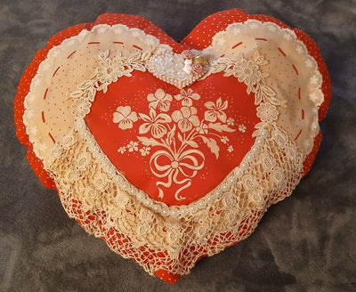 Heart pillow - The Creative Shed - Handmade heart pillow decorated with bow - 