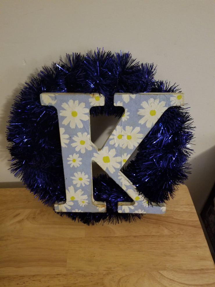 K wreath - The Creative Shed - Stylish letter K wreath for home or door décor