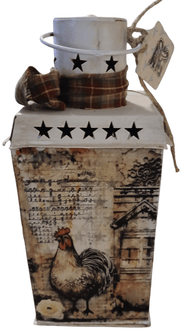 Metal Lantern with Chicken decor - The Creative Shed - The Creative Shed - Metal Lantern with Chicken decor - 