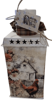 Metal Lantern with Chicken decor - The Creative Shed - The Creative Shed - Metal Lantern with Chicken decor - 