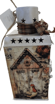 Metal Lantern with Chicken decor - The Creative Shed - The Creative Shed - Metal Lantern with Chicken decor - 