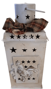 Metal Lantern with Chicken decor - The Creative Shed - The Creative Shed - Metal Lantern with Chicken decor - 
