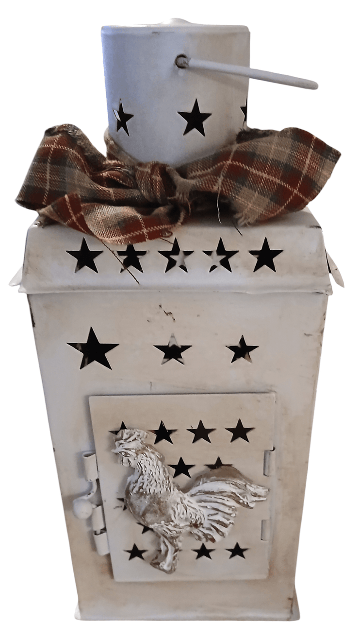 Metal Lantern with Chicken decor - The Creative Shed - The Creative Shed - Metal Lantern with Chicken decor - 