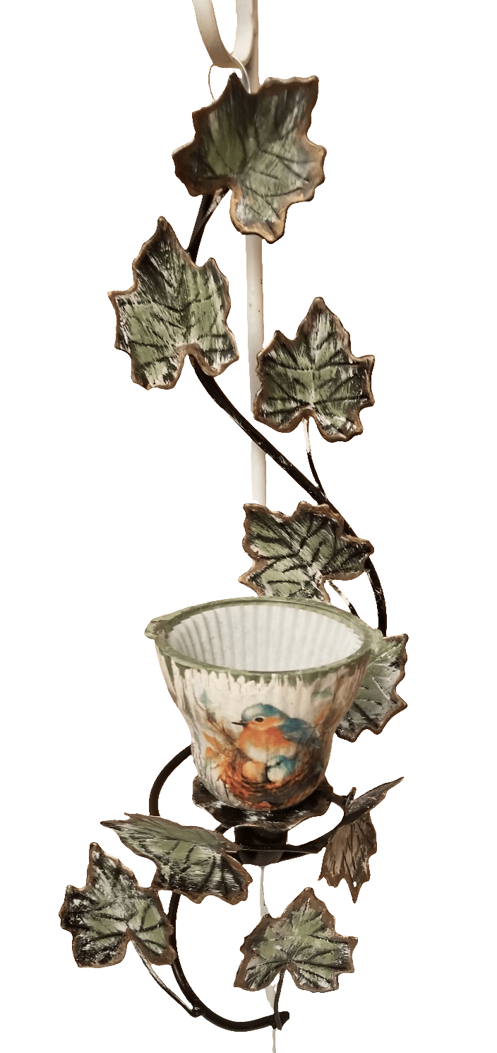 Metal leaf bird feeder - The Creative Shed - Metal Leaf Bird Feeder with glass accents - 