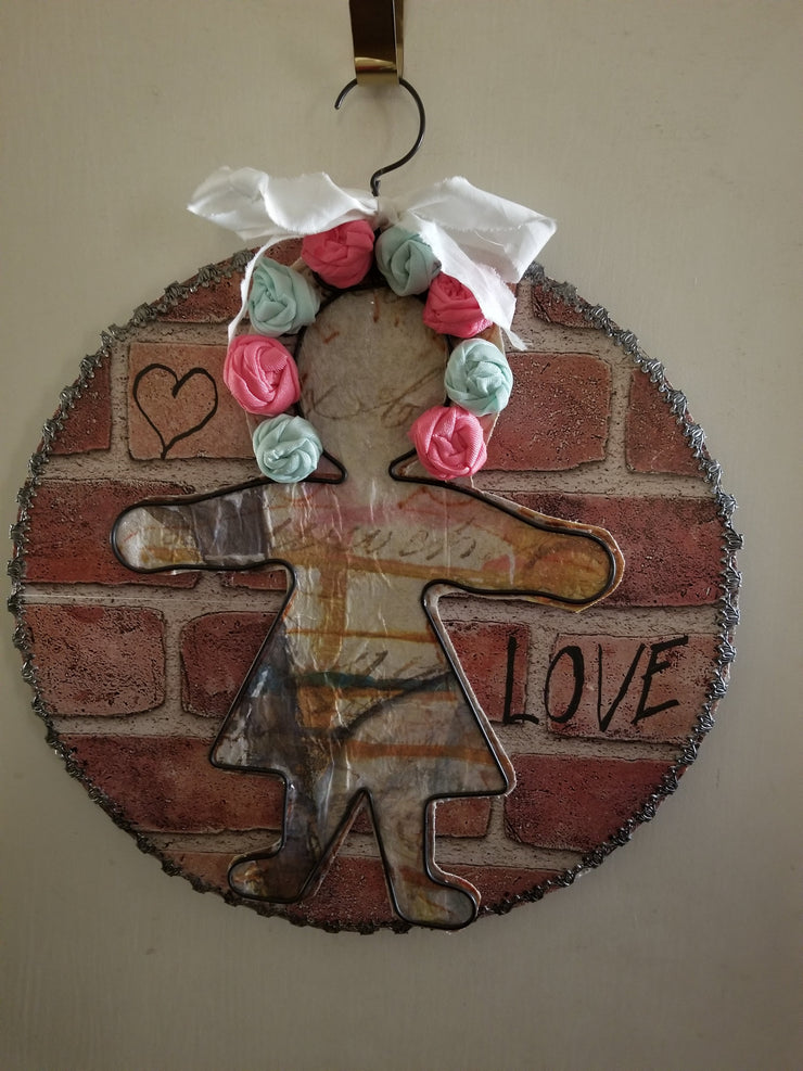 Multi Media wall hanging - The Creative Shed - Textured circular wall art made from mixed materials - 