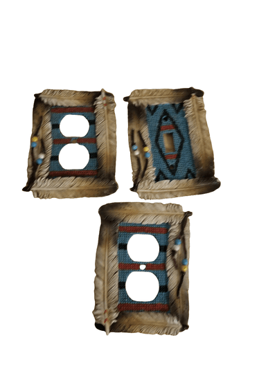 Resin Native American light covers - The Creative Shed -Cultural resin décor set for Southwestern home interior