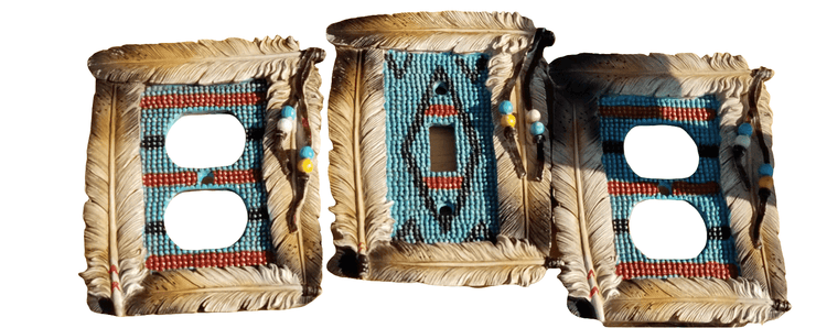 Resin set of Native light/plug covers - The Creative Shed - Handcrafted resin light switch cover with Native-inspired geometric design