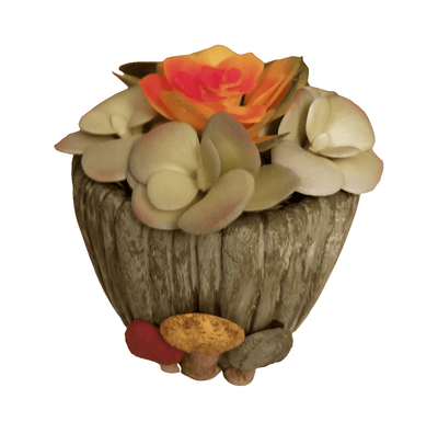 Small cement flowerpot decor - The Creative Shed - Small cement flowerpot with faux succulents -  