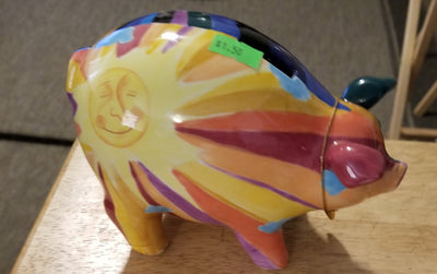 Sunshine piggy bank - Cute ceramic piggy bank with sun-themed design - The Creative Shed - 