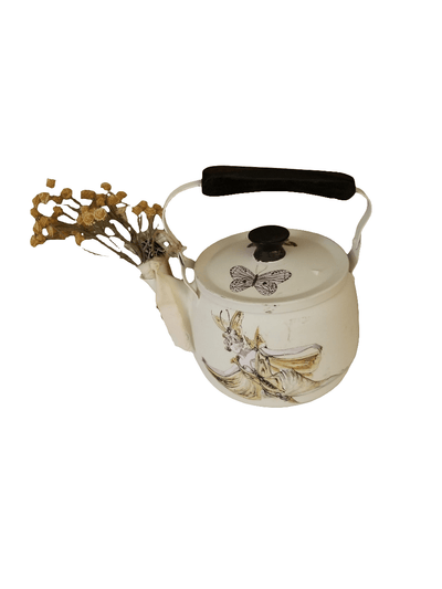 Tea pot with fairy decor - The Creative Shed - Fairy garden decoration featuring metal teapot - 