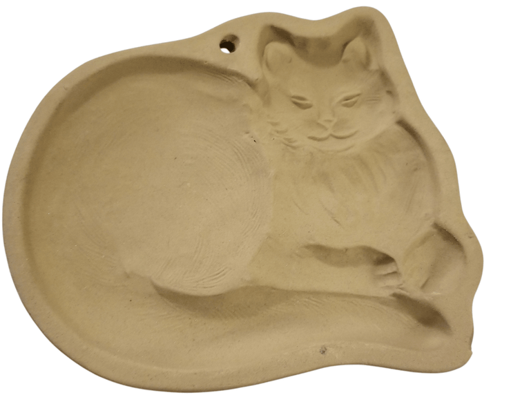 Terra Cotta Cookie mold/Cat - The Creative Shed - The Creative Shed - A beige terra cotta cookie mold in the shape of a cat. - 
