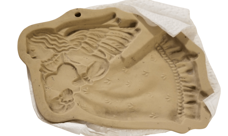Terra Cotta Cookie Press Mold/Angel - The Creative Shed - The Creative Shed - A terracotta cookie press mold featuring an angel design. - 