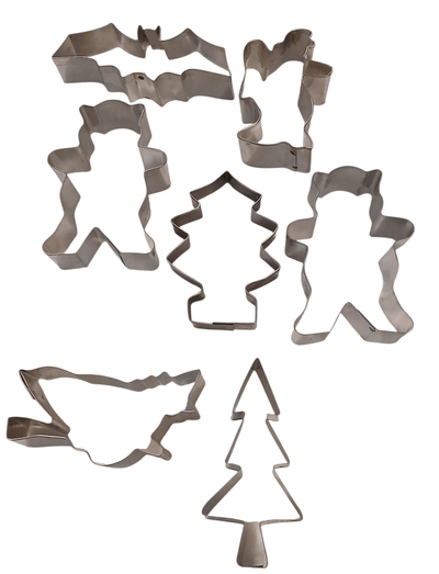 Tin multi cookiecutter set - The Creative Shed - The Creative Shed - Set of metal cookie cutters with various shapes on a white background - 