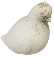 White bird figurine - The Creative Shed - Decor - The Creative Shed - A white terracotta bird figurine with a broken top part of the head, displaying visible cracks and a distressed look. - 